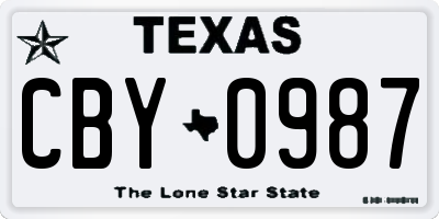TX license plate CBY0987