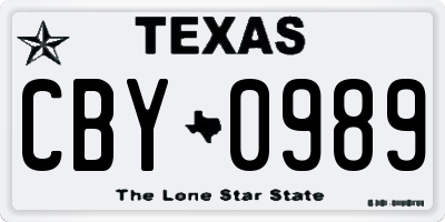 TX license plate CBY0989