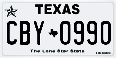 TX license plate CBY0990