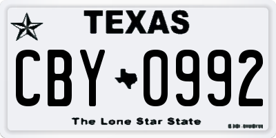 TX license plate CBY0992