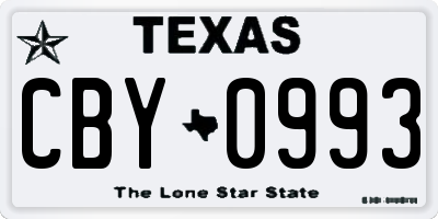 TX license plate CBY0993