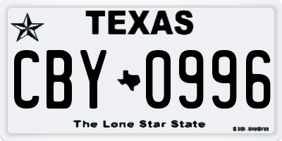 TX license plate CBY0996