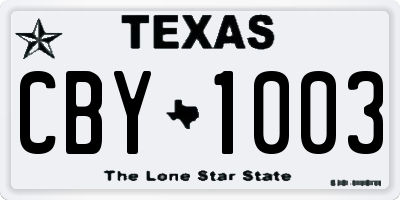 TX license plate CBY1003