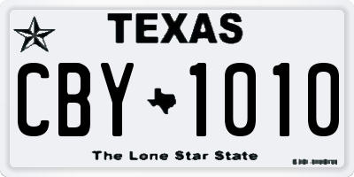 TX license plate CBY1010