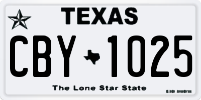 TX license plate CBY1025