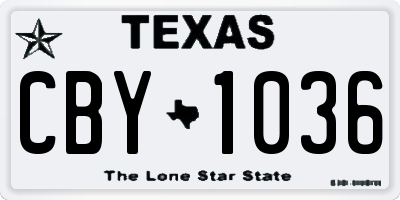 TX license plate CBY1036