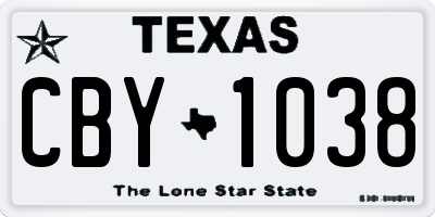 TX license plate CBY1038