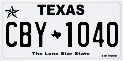 TX license plate CBY1040