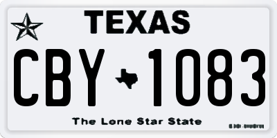 TX license plate CBY1083