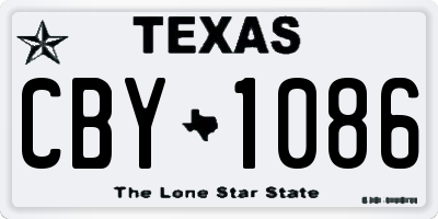 TX license plate CBY1086