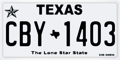 TX license plate CBY1403