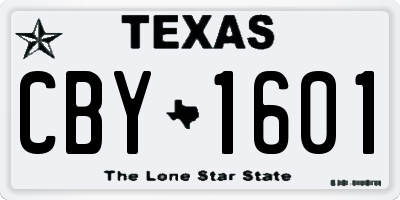TX license plate CBY1601