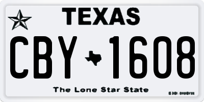 TX license plate CBY1608
