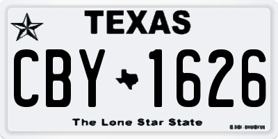 TX license plate CBY1626