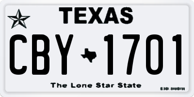 TX license plate CBY1701