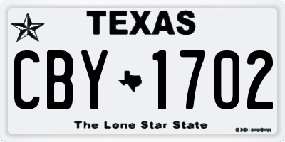 TX license plate CBY1702