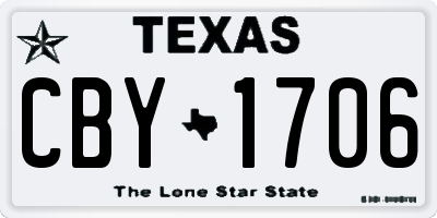 TX license plate CBY1706