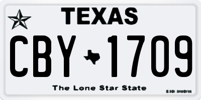 TX license plate CBY1709
