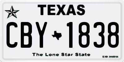 TX license plate CBY1838