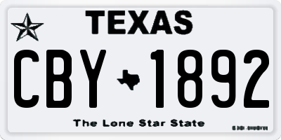 TX license plate CBY1892