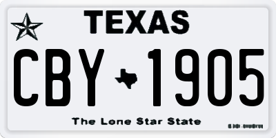 TX license plate CBY1905