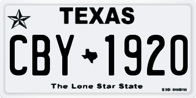 TX license plate CBY1920