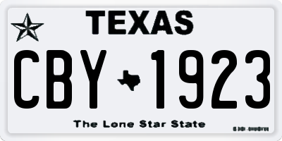 TX license plate CBY1923