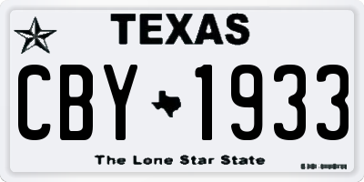 TX license plate CBY1933