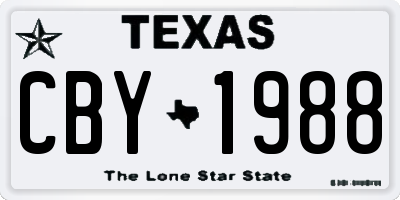 TX license plate CBY1988