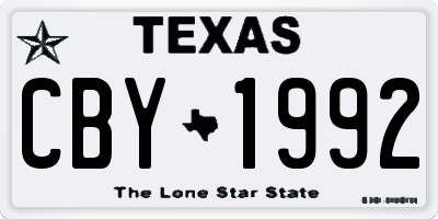 TX license plate CBY1992