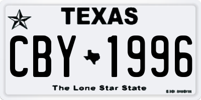 TX license plate CBY1996