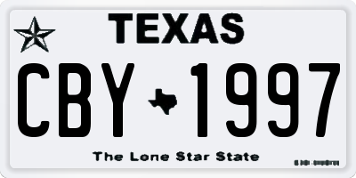TX license plate CBY1997