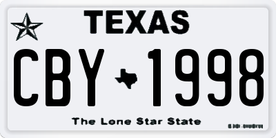 TX license plate CBY1998