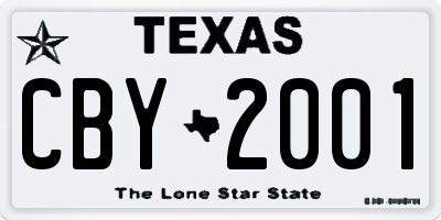 TX license plate CBY2001