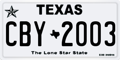 TX license plate CBY2003