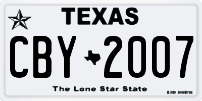 TX license plate CBY2007