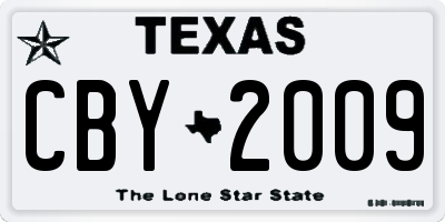 TX license plate CBY2009