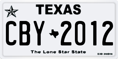 TX license plate CBY2012