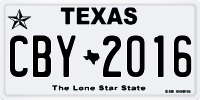 TX license plate CBY2016