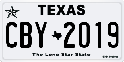 TX license plate CBY2019