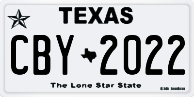 TX license plate CBY2022