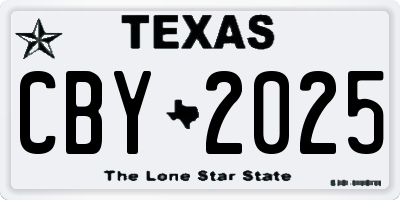TX license plate CBY2025