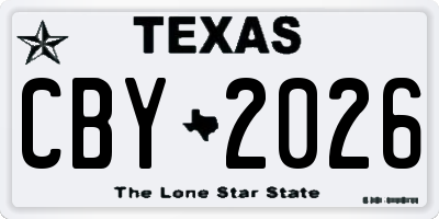 TX license plate CBY2026