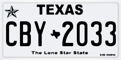 TX license plate CBY2033