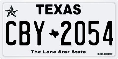 TX license plate CBY2054