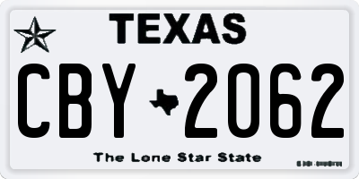 TX license plate CBY2062