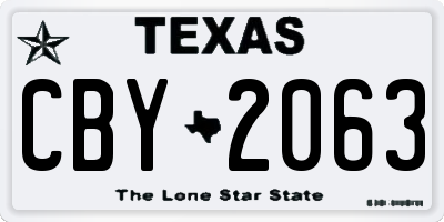 TX license plate CBY2063