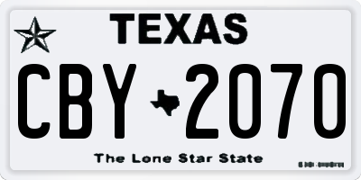 TX license plate CBY2070