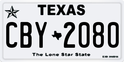 TX license plate CBY2080