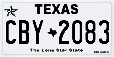 TX license plate CBY2083
